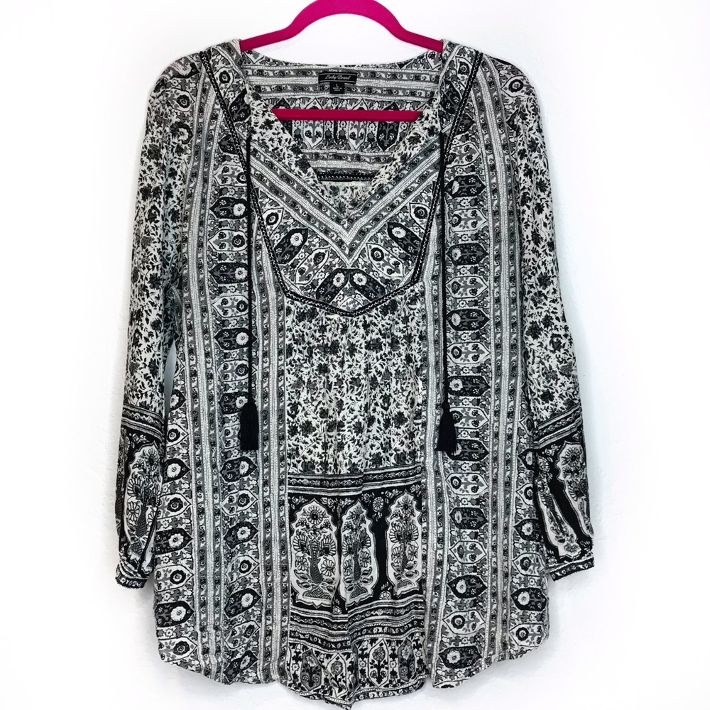 Lucky Brand Peasant Boho Blouse Top size L 🖤